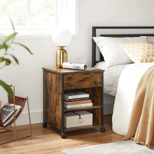 Modernus vintažinis staliukas su 3 reguliuojamomis lentynomis