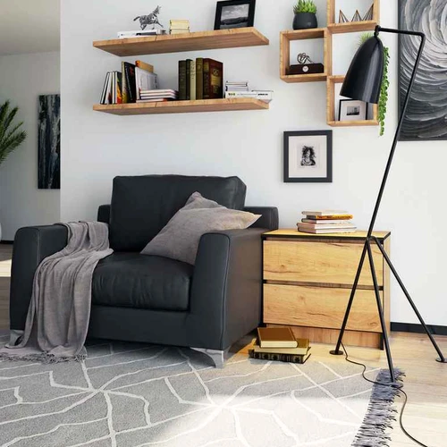 Naktinis staliukas K60, 2 stalčiai, ąžuolo spalvos, 60 × 55 × 40 cm - Naktinės spintelės