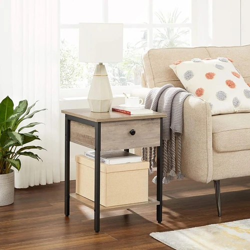 Tvirtas ir patvarus šoninis staliukas su stalčiais ir lentynomis