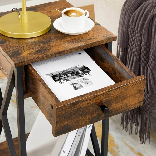 VASAGLE šoninis staliukas su stalčiais ir lentyna