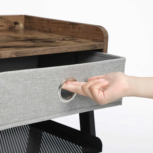 Stilingas naktinis staliukas su lentyna ir stalčiumi