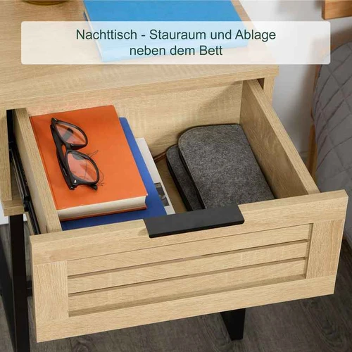 Naktinis staliukas Relaxdays 10051033.0, su stalčiumi ir lentyna, 40 × 55,5 × 41,5 cm - Naktinės spintelės