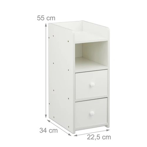 Naktinis staliukas Relaxdays, 2 stalčiai, 1 vnt, Balta, 22,5 × 55 × 34 cm - Naktinės spintelės