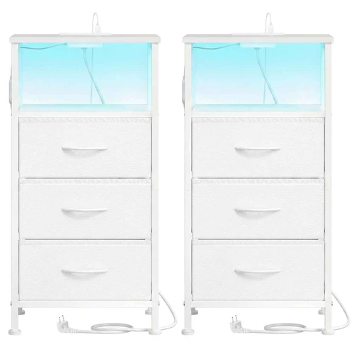 Naktinis staliukas SONGMICS, 2 stalčiai ir atviras skyrius, Juoda, 39,6 × 75,9 × 30 cm
