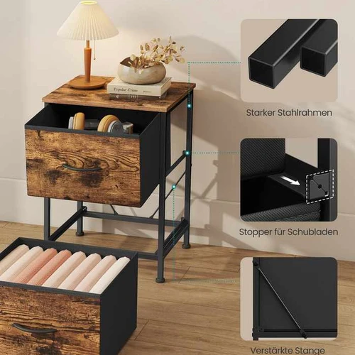 Naktinis staliukas SONGMICS, 4 stalčiai, 39,6 × 52,2 × 30 cm - Naktinės spintelės