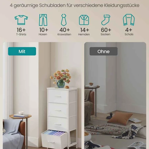 Naktinis staliukas SONGMICS, 4 stalčiai, 39,6 × 95,2 × 30 cm - Naktinės spintelės