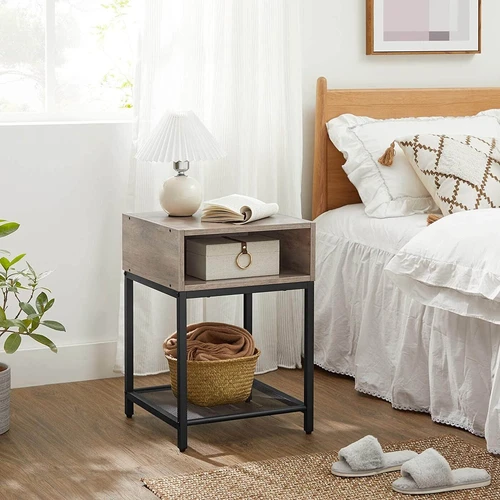 Tvirtas ir patvarus VASAGLE šoninis staliukas su grotelių lentyna