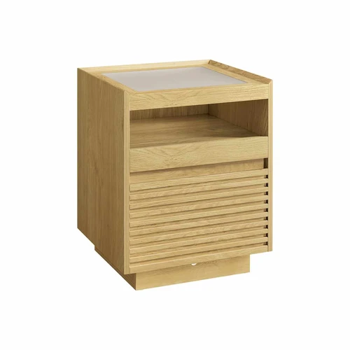 Naktinis staliukas su LED apšvietimu 40x45x55cm., šviesiai rudos spalvos