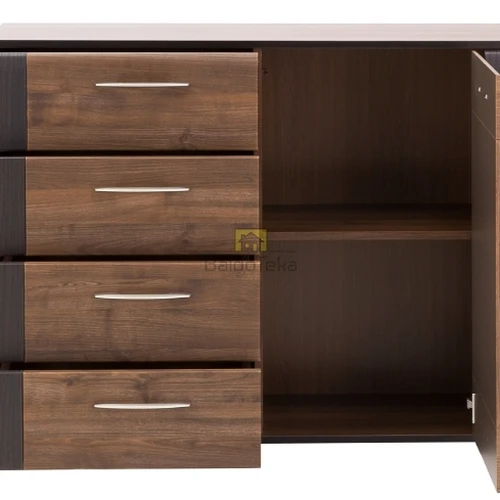 Moderni riešuto/venge spalvos spinta su metalinėmis rankenėlėmis