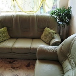 Natūralios odos : sofa su miegamąja funkcija - Baldų komplektai
