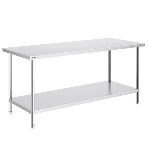 Nerūdijančio plieno paruošimo stalas, 30x72x34 colių, 3 reguliuojami lygiai