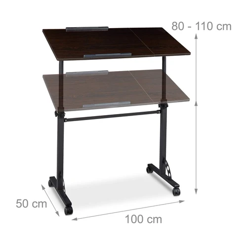 Kompaktiškas 100x50cm staliukas su juodais akcentais
