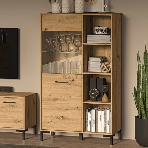 Artisan ąžuolo ir juodos spalvos stalas su moderniu dizainu