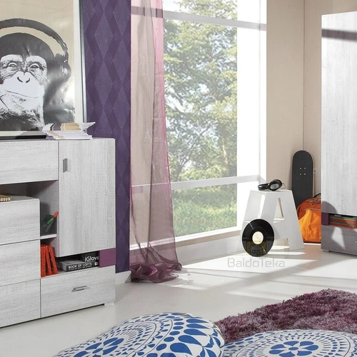 Modern Bleached Pine & Gray Cabinet with Durable ABS Edges