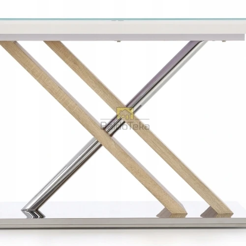 Šiuolaikiškas stalas su grūdintu stiklu ir ąžuolo sonoma dekoro