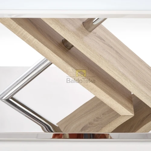 Šiuolaikiška balta ir ąžuolo sonoma spintelė su grūdintu stiklu