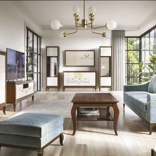 Modernus stalas su PVC fasadais ir medžio masyvo kojelėmis