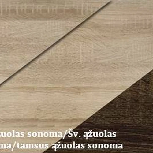 Moderni lentynų spinta ir vitrina šviesaus ąžuolo atspalviu