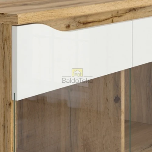 Erdvi spinta 135x106,5x39,5 cm – ąžuolas wotan ir balta blizgi