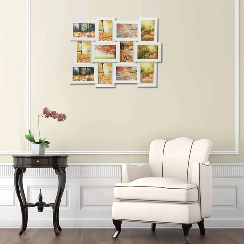 Balto rėmelio komplektas su 12 nuotraukų