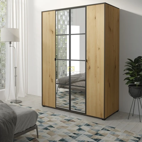 Erdvi spinta su veidrodžiu ir varstomomis durimis – 150/206/65 cm