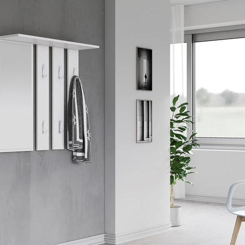 Komplekte 6 kabliukai, balta matinė spalva