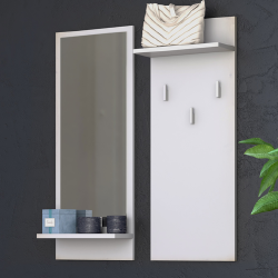 Komplektas: kabykla su veidrodžiu ir lentynomis