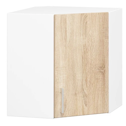 Pakabinama kampinė spintelė NORE Lima W60/60N, baltos/ąžuolo spalvos