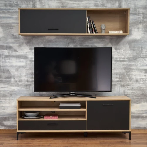 Tvirtas pakabinamas spintos elementas, juoda spalva