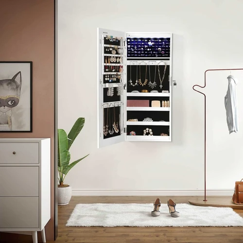 Moderni spintelė papuošalams su 78 žiedų angomis