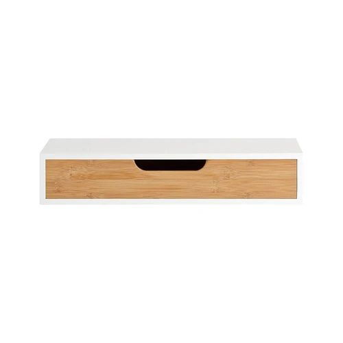 Pakabinama sieninė lentyna su stalčiumi 40x25x8cm., šviesiai rudos/baltos spalvos