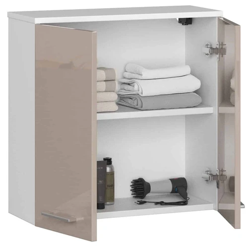 Aukštos kokybės vonios spintelė su kapučino spalvos priekinėmis dalimis