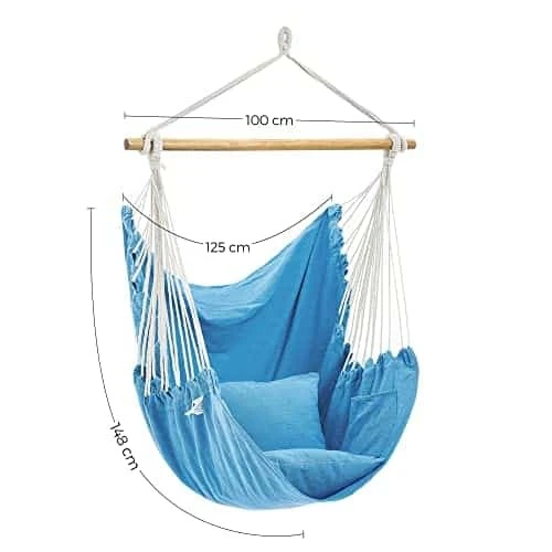 Medinė pakabinama kėdė su poliesterio-medvilnės audiniu – patogumas ir kokybė