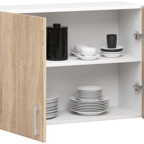 Balta spintelė su Sonoma ąžuolo priekiu – idealus sprendimas mažoms virtuvėms