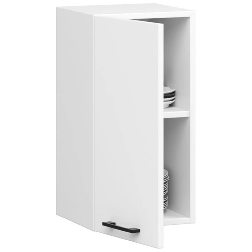 Balta virtuvės spintelė su matinėm juodom rankenom