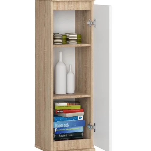 Moderni pakabinama spintelė balta ir sonoma ąžuolo