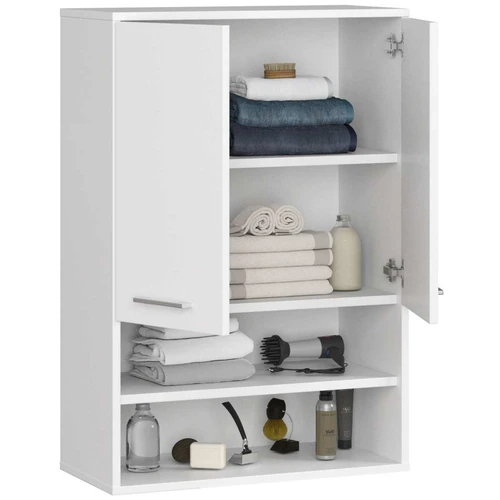 Pakabinama vonios spintelė FIN H934 W64, 2 durys, baltos spalvos, 64 × 94 × 30 cm - Vonios spintelės