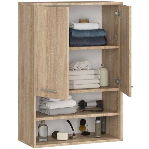 Pakabinama vonios spintelė FIN H934 W64, 2 durys, rudos spalvos, 64 × 94 × 30 cm - Vonios spintelės