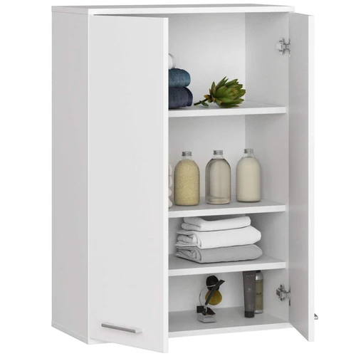 Pakabinama vonios spintelė FIN H934 W64 2D, 2 durys, baltos spalvos, 64 × 94 × 30 cm - Vonios spintelės
