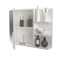 Praktiškas veidrodis su 3 lentynomis ir balta spalva