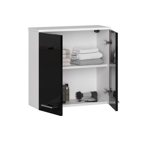 Aukštos kokybės laminuota spintelė su sidabrinėmis rankenomis