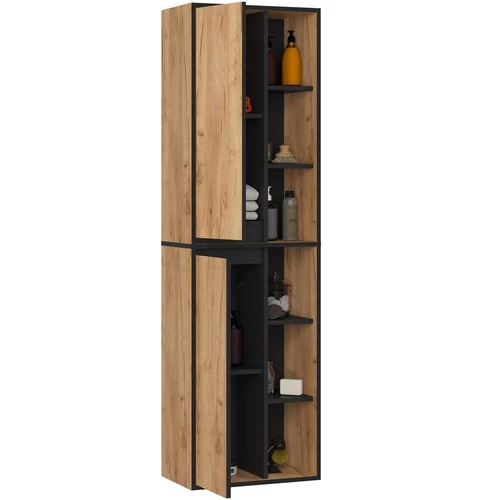 Pakabinama vonios spintelė VAMI W50, rudos/juodos spalvos, 50 × 170 × 30 cm - Vonios spintelės