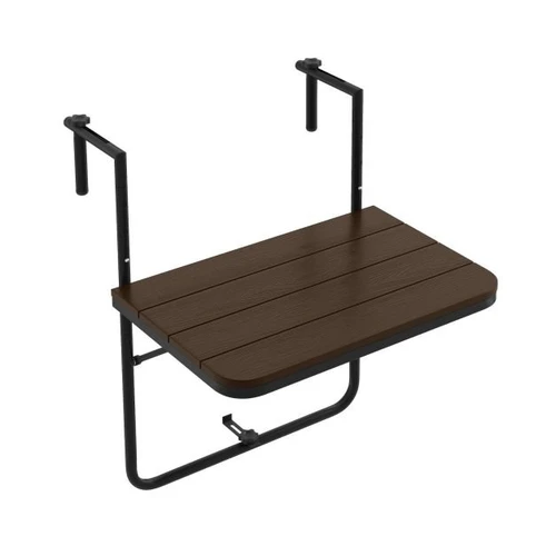 Pakabinamas balkono stalas 62,5x60x84cm., rudos/juodos spalvos