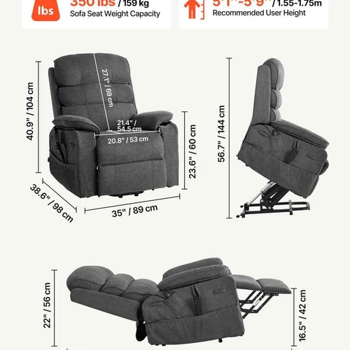 Pakėlimo fotelis VEVOR SX-81726, 2 varikliai, 89 × 98 × 104 cm - Foteliai