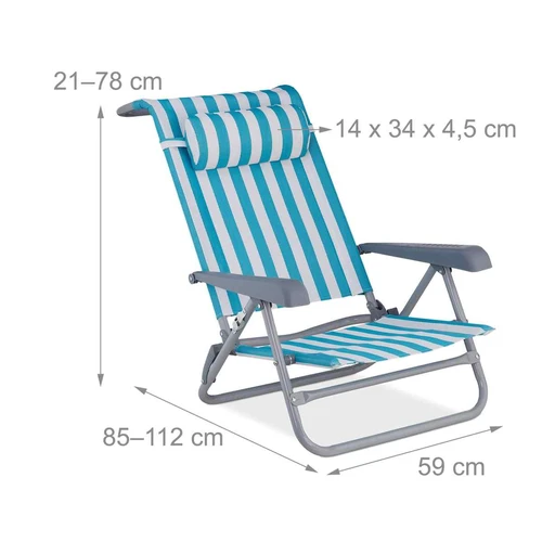 Paplūdimio gultas Relaxdays 10035904.0, 8 padėtys, 59 × 78 × 85 cm - Gultai