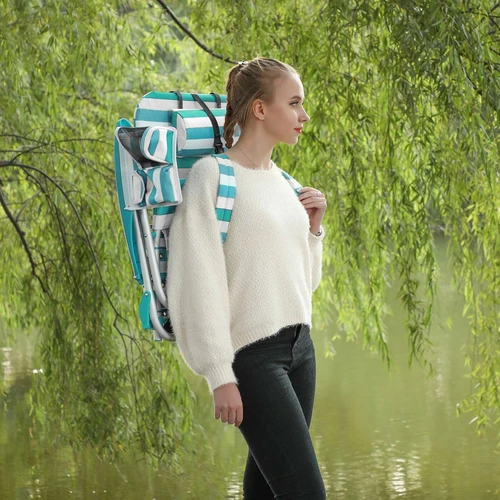 SONGMICS paplūdimio kėdė su reguliuojamu atlošu ir pečių dirželiais