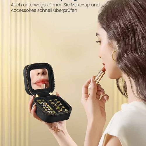 Kompaktiška juoda auksinė papuošalų dėžutė