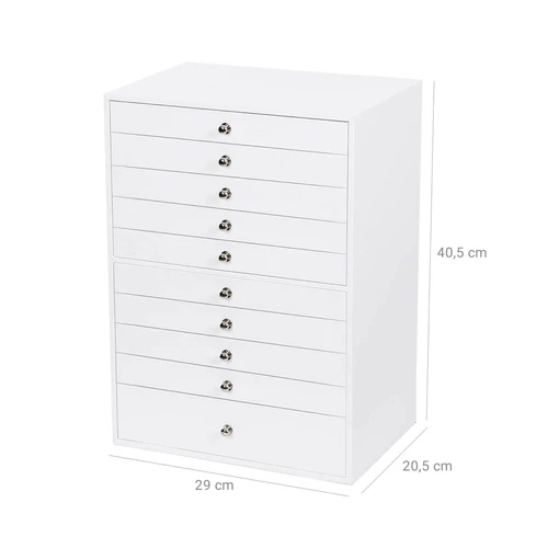 Elegantiška papuošalų dėžutė su 10 stalčių