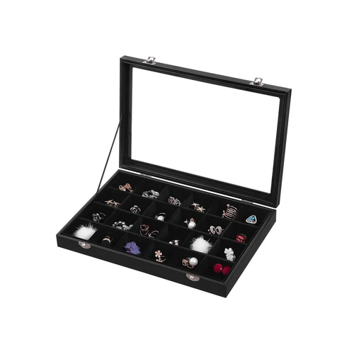 Prašmatni aksomo papuošalų dėžutės su 24 skyreliais