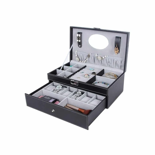 Elegantiška laikrodžių dėžutė su stiklo langeliu